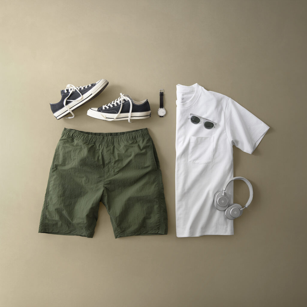 Two shorts plus two shirts equals four simple summer outfits from Goldwin.